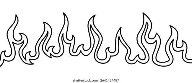 Abstract Fire Background. Fire outline. Fire flame continue line. Abstract flame Background. doodle fire background.