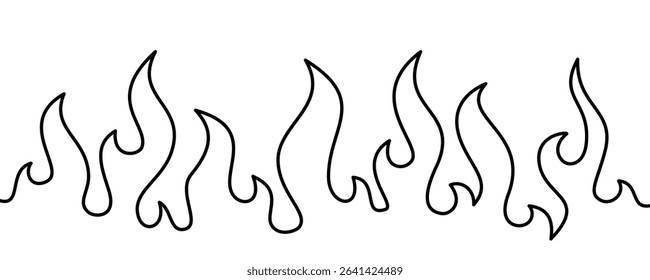 Abstract Fire Background. Fire outline. Fire flame continue line. Abstract flame Background. doodle fire background.
