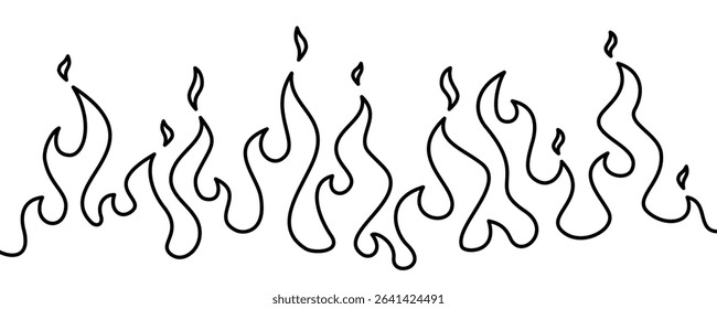 Abstract Fire Background. Fire outline. Fire flame continue line. Abstract flame Background. doodle fire background.