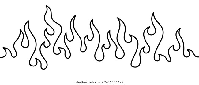 Abstract Fire Background. Fire outline. Fire flame continue line. Abstract flame Background. doodle fire background.