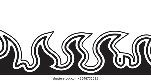 Fondo de fuego Abstractas. Fondo de llama estilizado. Fondo de fuego dibujado a mano. Silueta de fuego. Llama de fuego de línea continua.