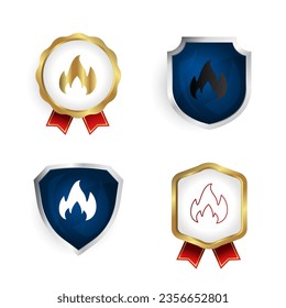 Resumen Insignia de Fuego y Colección de Etiquetas, se puede usar para diseños de negocios, diseños de presentaciones o cualquier diseño adecuado.