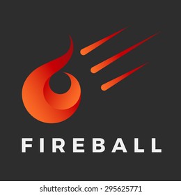 Abstract fire ball and light falling down on dark background, Logo design Templates