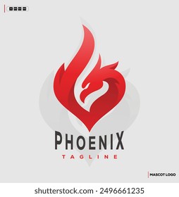 Abstract fire bird logo design