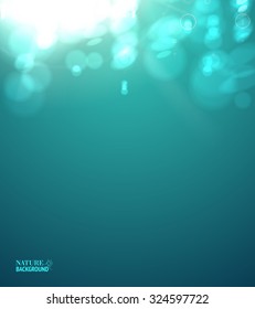 Abstract fire bokeh. Holiday background colored green. Abstract blurred backdrop of bokeh light burst and textures. Vector illustration.