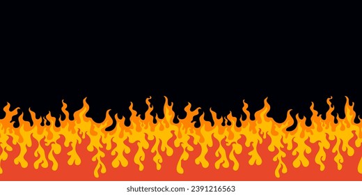 Abstract fire border. Seamless pattern