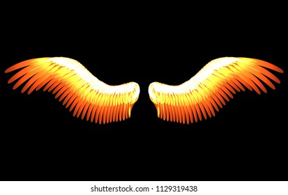 abstract fire burn flame demonical angel wings