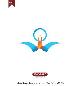 Abstract fire and circle concept logo vector design