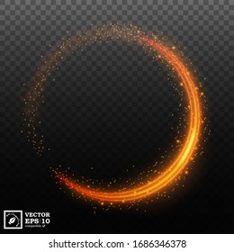 Abstract fire circle light with a transparent background, isolated and easy to edit. Vector Illustration