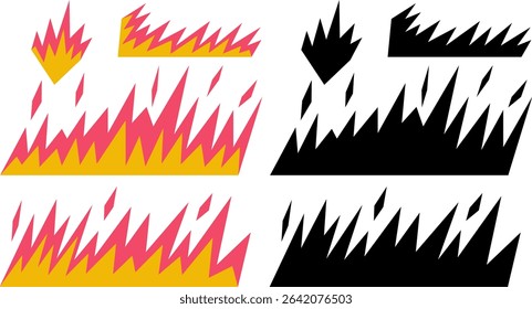 Abstract fire collection set. Vector illustration