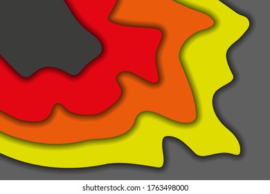 Abstract Fire Color 3D Paper Cut Shapes Background