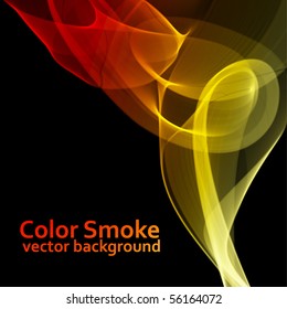 Abstract fire colored vector smoke background with black copy space.