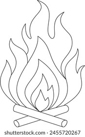 Abstract fire in continuous one line drawing vector illustration. Isolated on white background. Premium vector