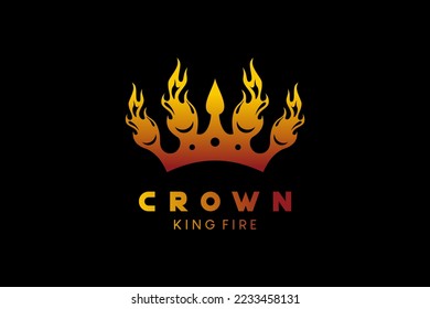 abstract fire crown logo design vector illustration