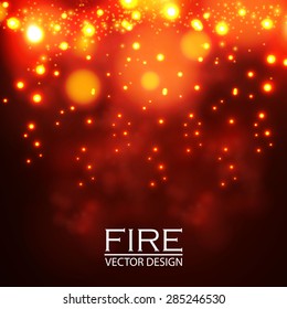 Abstract fire elements bokeh background. Vector illustration