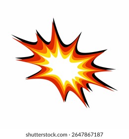 Elemento de quadrinhos de design de vetor de explosão de fogo abstrata. efeito de boom de desenhos animados isolado no fundo branco