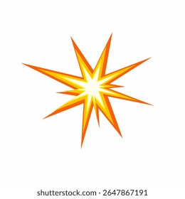 Elemento de quadrinhos de design de vetor de explosão de fogo abstrata. efeito de boom de desenhos animados isolado no fundo branco