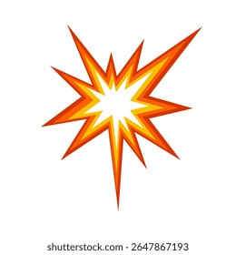 Elemento de quadrinhos de design de vetor de explosão de fogo abstrata. efeito de boom de desenhos animados isolado no fundo branco