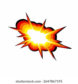Elemento de quadrinhos de design de vetor de explosão de fogo abstrata. efeito de boom de desenhos animados isolado no fundo branco