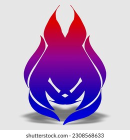 ilustración abstracta de la cara de fuego con colores rojo a azul