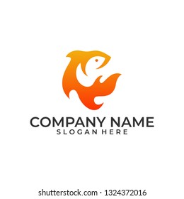 Abstract Fire Fish Illustration Vector Template. Suitable for Creative Industry, Multimedia, entertainment, Educations, Shop, and any related business