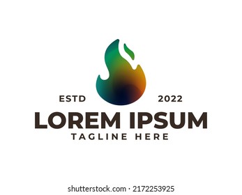 Abstract fire flame colorful gradient logo design vector