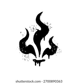 Abstract Fire Flame Graffiti Stencil Art with Paint Drips Vector Illustration