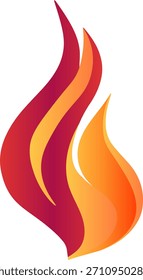 Abstract fire flame icon, red orange gradient heat energy vector symbol