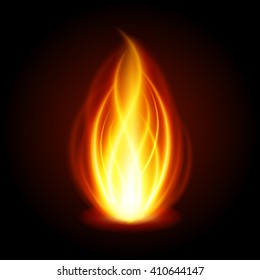 Abstract fire flame light on black background vector illustration. Burning flames translucent elements special Effect.