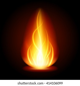 Abstract fire flame light on black background vector illustration. Burning flames translucent elements special Effect