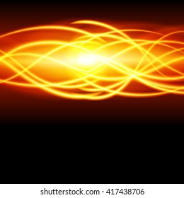 Abstract fire flame light on black background vector illustration. Burning flames translucent elements special glowing effect.