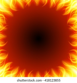 Abstract fire flame light on black background vector illustration. Burning flames translucent elements special glowing effect.
