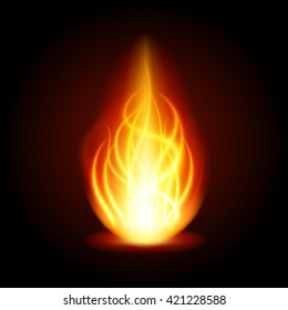 Abstract fire flame light on black background vector illustration. Burning flames translucent elements special Effect.