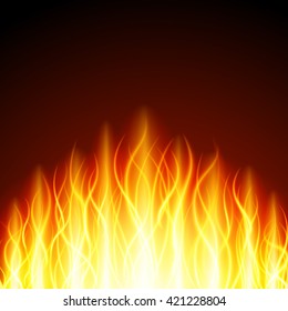 Abstract fire flame light on black background vector illustration. Burning flames translucent elements special Effect.