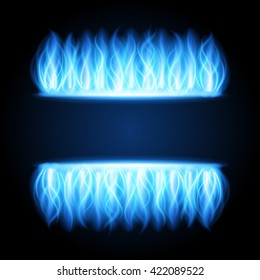 Abstract fire flame light on black background vector illustration. Burning flames translucent elements special glowing effect.