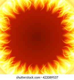 Abstract fire flame light on black background vector illustration. Burning flames translucent elements special glowing effect.