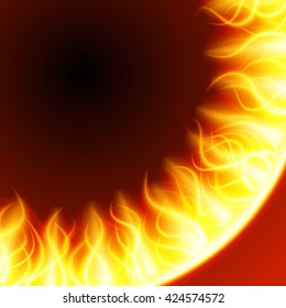 Abstract fire flame light on black background vector illustration. Burning flames translucent elements special Effect.