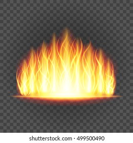 Abstract fire flame light on black background vector illustration. Burning flames translucent elements special Effect.
