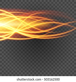 Abstract fire flame light on black background vector illustration. Burning translucent elements special Effect.