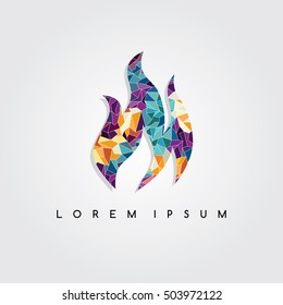 Abstract fire flame logo colorful triangle geometrical