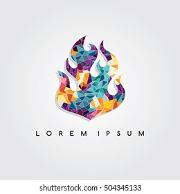 Abstract fire flame logo colorful triangle geometrical