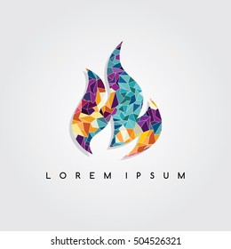 Abstract fire flame logo colorful triangle geometrical