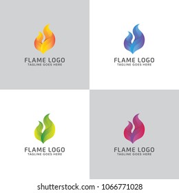Abstract Fire Flame Logo Design Vector Template
