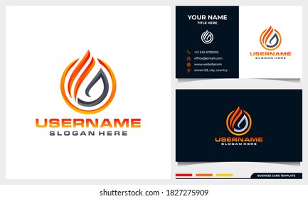Abstract fire flame logo design with business card template