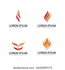 Abstract fire flame logo design with modern vector style for microstock icons