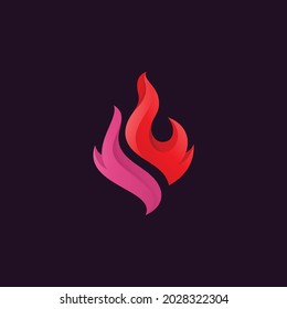 Resumen Vector de iconos con logotipo de llama de fuego con color degradado