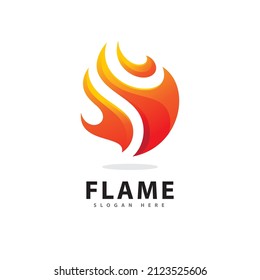 Símbolo del logotipo de la llama de fuego abstracta con color degradado 