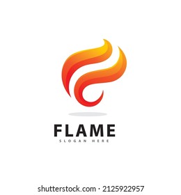 Abstract Fire Flame Logo Symbol with Gradient Color 