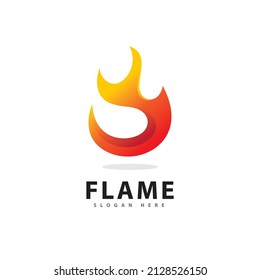 Abstract Fire Flame Logo Symbol with Gradient Color 