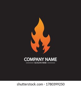 Abstract Fire Flame logo template on black background. Corporate branding identity